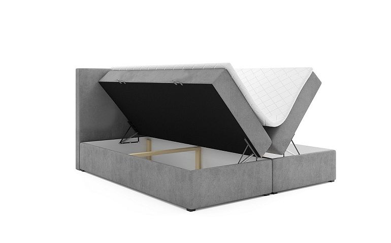 MONTEROSA KLASIK čalouněná postel 180 + topper, výška lehu 54 cm, světle šedá