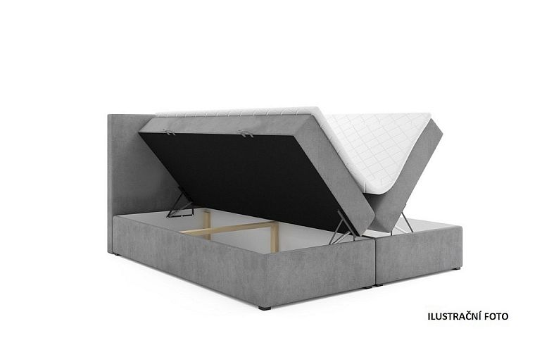 SYLVIA KLASIK čalouněná postel 180 + topper, výška lehu 54 cm, světle šedá