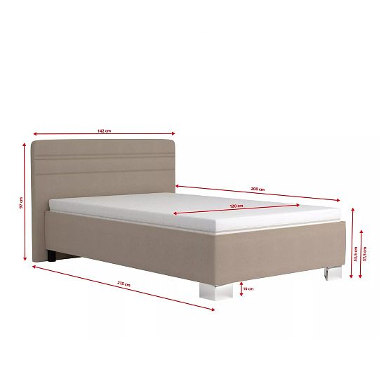 CINDY čalouněná postel 120 cm, rošt + matrace, béžová