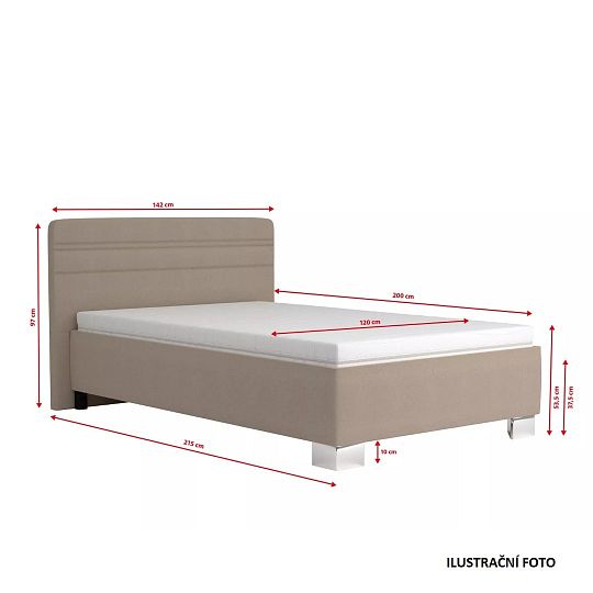 CINDY čalouněná postel 120 cm, rošt + matrace, tmavě šedá