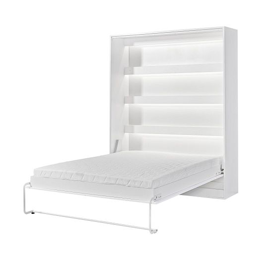 PRESTIGE NEW PION sklopná postel 160 cm, vertikální, skříň a rošt, bílá/bílá/úchyt bílá