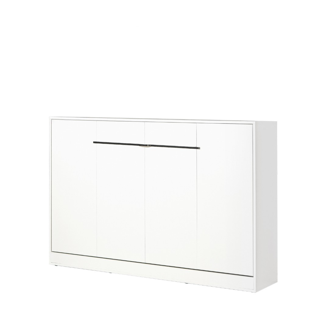 PRESTIGE NEW POZIOM sklopná postel 120 cm, horizontální, skříň a rošt, bílá/bílá/úchyt černá