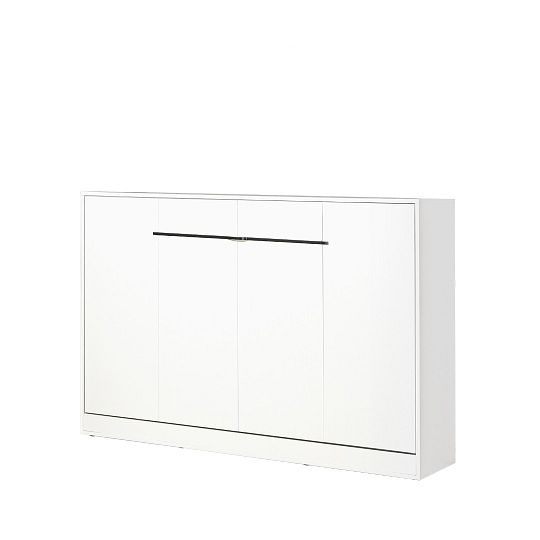PRESTIGE NEW POZIOM sklopná postel 120 cm, horizontální, skříň a rošt, bílá/bílá/úchyt černá