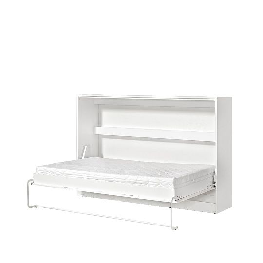 PRESTIGE NEW POZIOM sklopná postel 120 cm, horizontální, skříň a rošt, bílá/bílá/úchyt černá