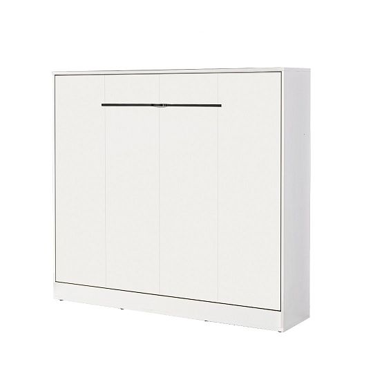 PRESTIGE NEW POZIOM sklopná postel 160 cm, horizontální, skříň a rošt, bílá/bílá/úchyt černá