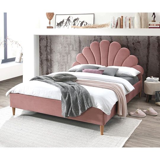 TRENDYSANTOS čalouněná postel + rošt, 160 cm, starorůžová