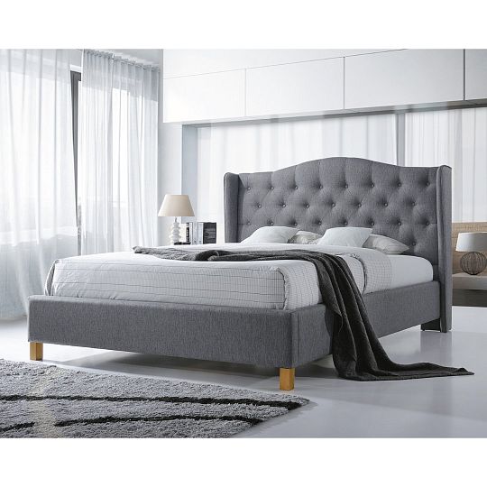 ASPENDOS VELVET čalouněná postel 160 cm + rošt, šedá