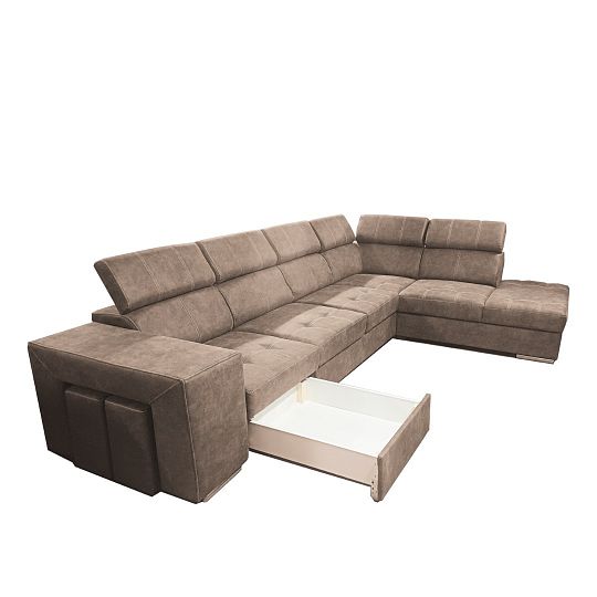 MAGNOLIE MAXI sedací souprava + 2 taburety, levá, světle hnědá