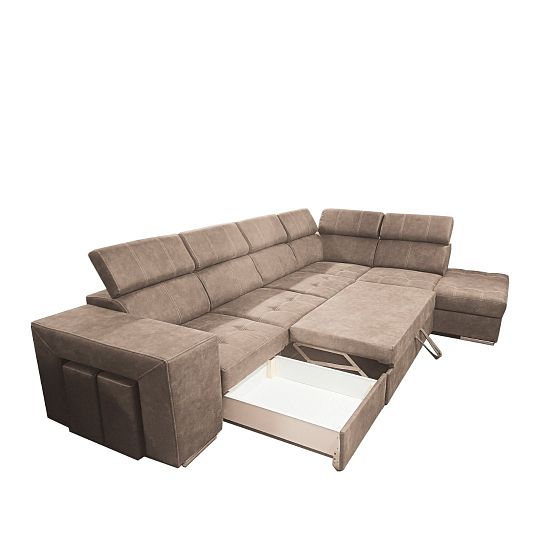 MAGNOLIE MAXI sedací souprava + 2 taburety, levá, světle hnědá