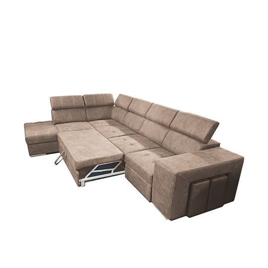 MAGNOLIE MAXI sedací souprava + 2 taburety, pravá, světle hnědá