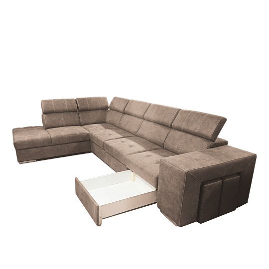 MAGNOLIE MAXI sedací souprava + 2 taburety, pravá, světle hnědá