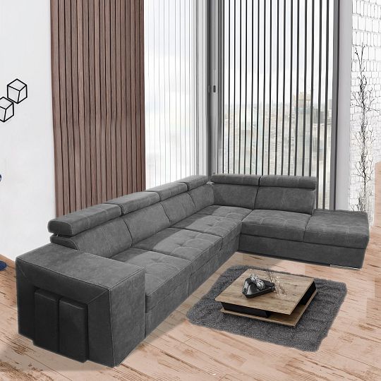 MAGNOLIE MAXI sedací souprava + 2 taburety, levá, grafitová