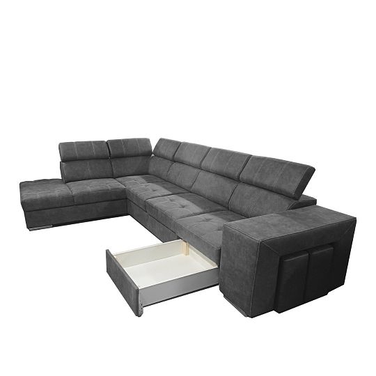 MAGNOLIE MAXI sedací souprava + 2 taburety, pravá, grafitová