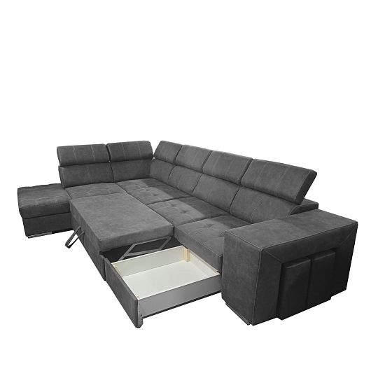 MAGNOLIE MAXI sedací souprava + 2 taburety, pravá, grafitová