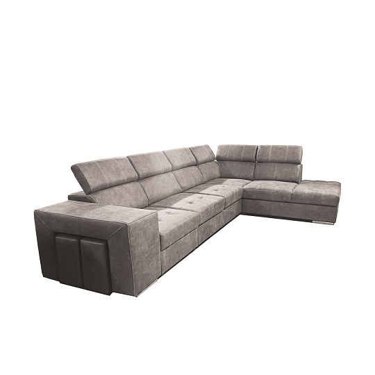 MAGNOLIE MAXI sedací souprava + 2 taburety, levá, šedohnědá