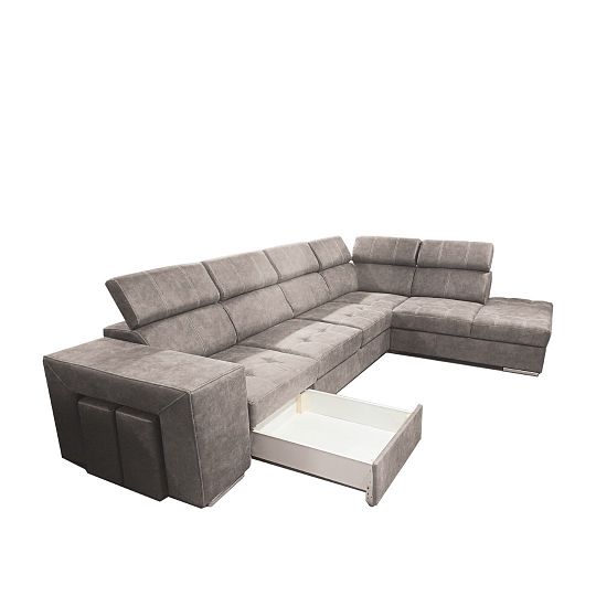 MAGNOLIE MAXI sedací souprava + 2 taburety, levá, šedohnědá