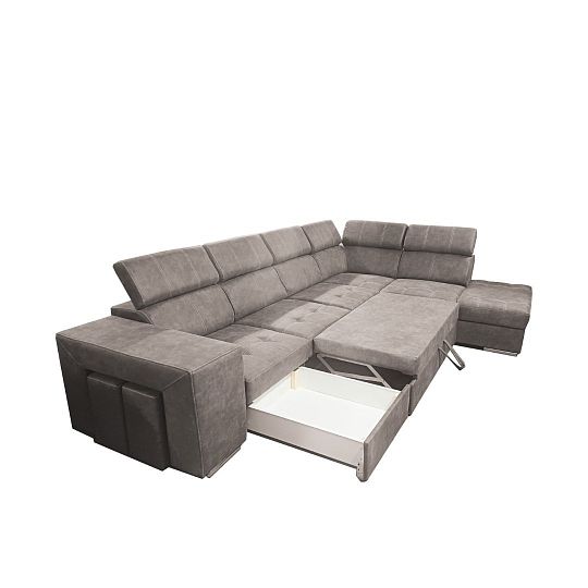 MAGNOLIE MAXI sedací souprava + 2 taburety, levá, šedohnědá