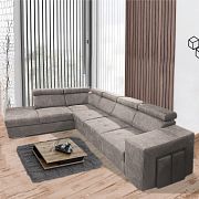 MAGNOLIE MAXI sedací souprava + 2 taburety, pravá, šedohnědá