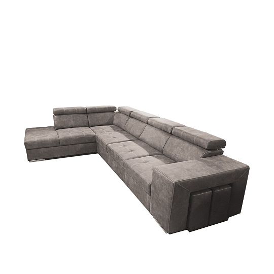 MAGNOLIE MAXI sedací souprava + 2 taburety, pravá, šedohnědá