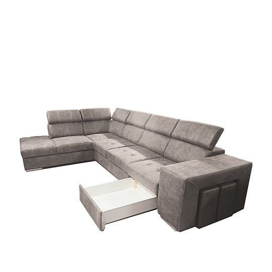 MAGNOLIE MAXI sedací souprava + 2 taburety, pravá, šedohnědá