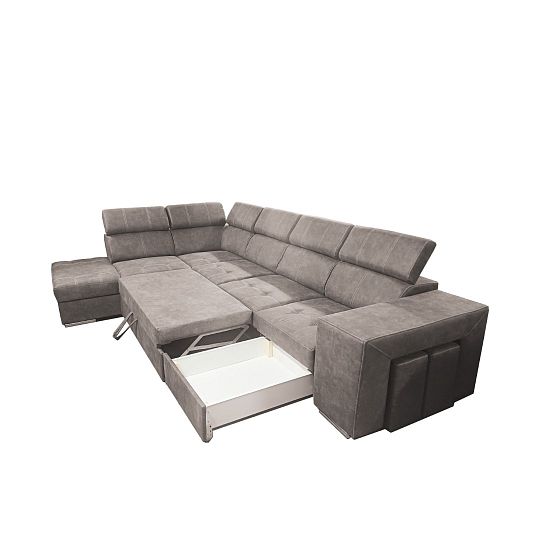 MAGNOLIE MAXI sedací souprava + 2 taburety, pravá, šedohnědá