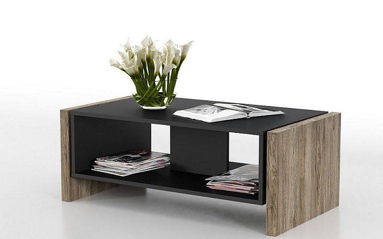OPERA konferenční stolek, černý /dub San Remo