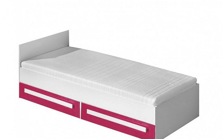 GOLIÁŠ 11 postel, bílá/růžová - úchyt bílá