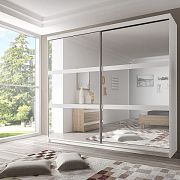 MURPHY 10 šatní skříň 230, bílá/bílá mat/zrcadlo