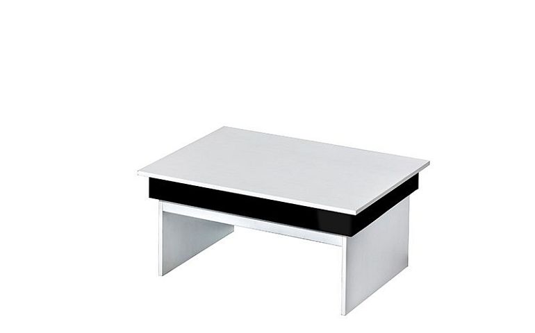TIMOLA konferenční stolek,  bílá mat/boční lišta černý lesk