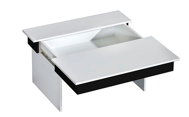 TIMOLA konferenční stolek,  bílá mat/boční lišta černý lesk