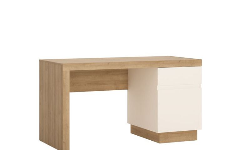 CANTUS psací stůl 1D1S, dub riviéra světlý/bílá/bílá lesk
