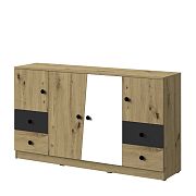 PARADISE 06 komoda, dub artisan/bílá mat/šuplík černý mat