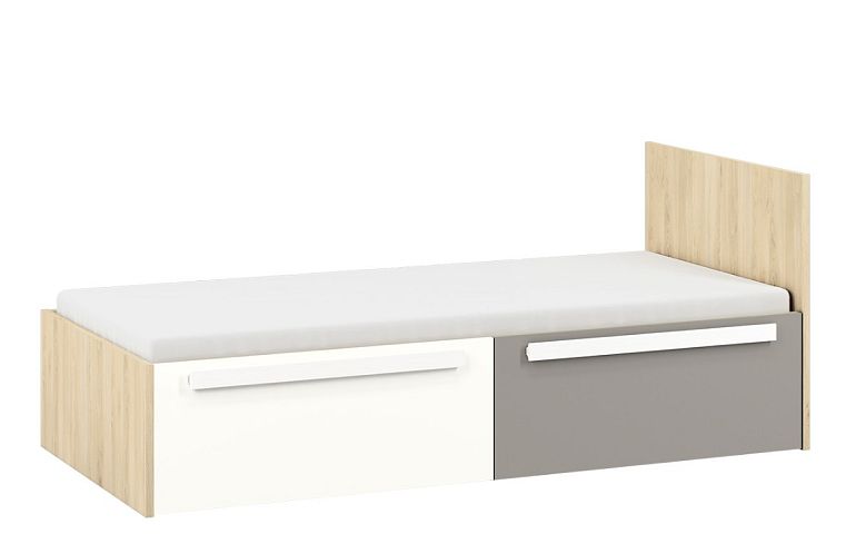 DIVO 1702 postel 90, buk fjord/dvířka bílá/šedá