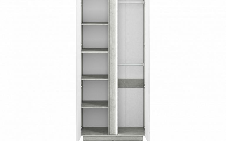 LAMIA 01 šatní skříň, beton stříbrný/bílá lesk/bílá lesk MDF