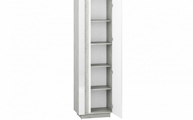 LAMIA 02 šatní skříň, beton stříbrný/bílá lesk/bílá lesk MDF
