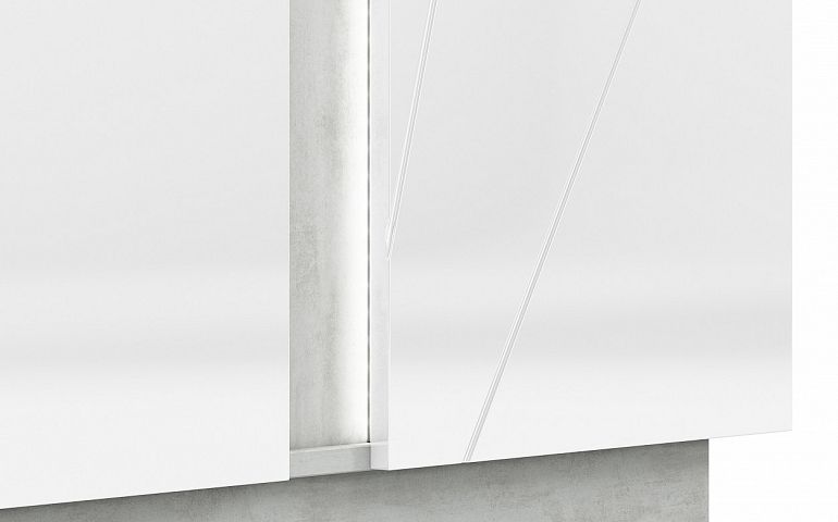 LAMIA 08 komoda, beton stříbrný/bílá lesk/bílá lesk MDF