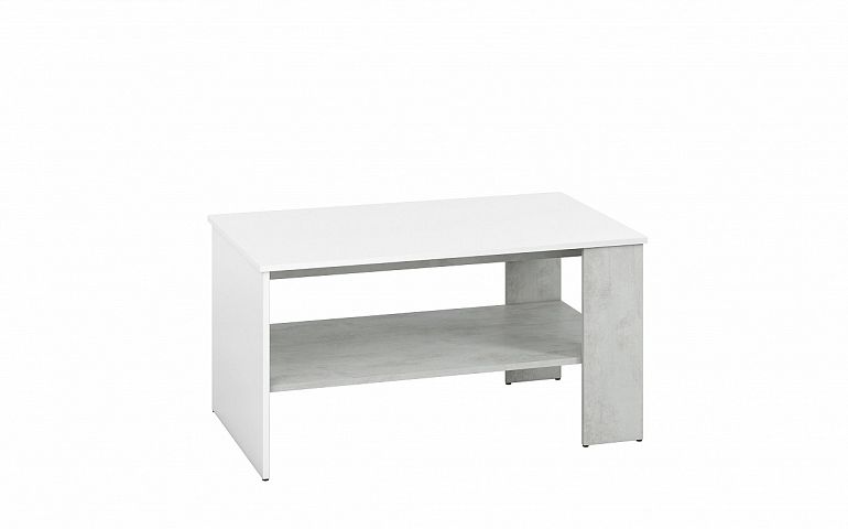 LAMIA 10 konferenční stolek, beton stříbrný/bílá lesk/bílá lesk MDF