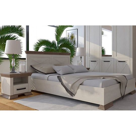 BELLUNO postel 160 cm, bříza bílá/dub sonoma tmavá