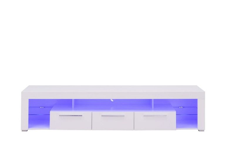 RIDER 2 televizní stolek + LED, bílá/bílý lesk