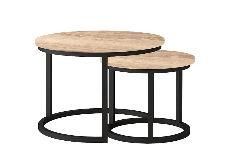 TRENTO konferenční stolek 2 kusy, dub sonoma/černý kov
