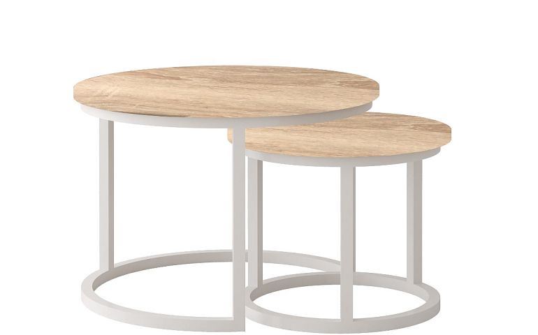 TRENTO konferenční stolek 2 kusy, dub sonoma/bílý kov