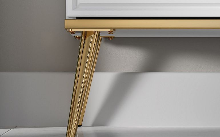Goldie 06 Televizní stolek 2D, bílá mat/bílý lesk