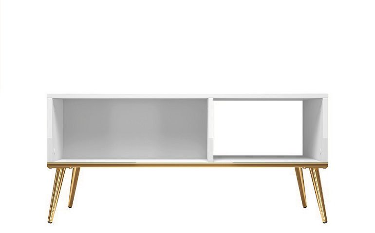 Goldie 08 Konferenční stolek, bílá mat/bílý lesk