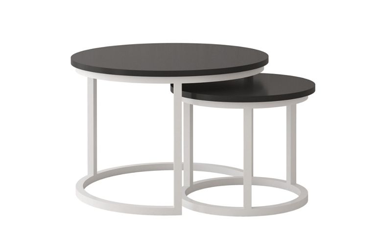 TRENTO konferenční stolek 2 kusy, černá/bílá kov