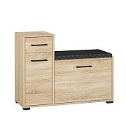 CAMERON 6 botník, dub sonoma/černá eco kůže