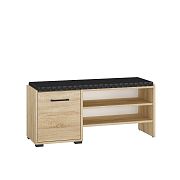 CAMERON 7 botník, dub sonoma/černá eco kůže