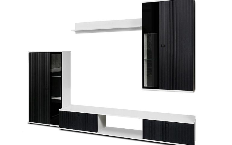 SORENTA NEW LAMELY obývací stěna, bílá/černá