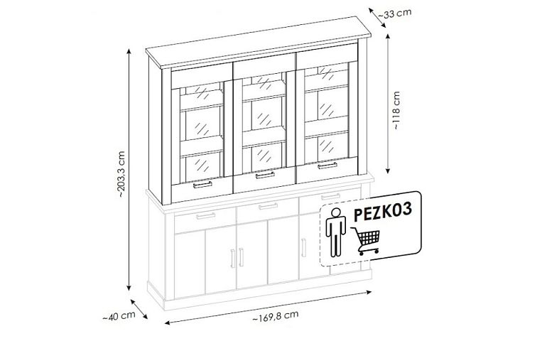 PERUGIO K02 nástavec, antracit/dub amaretto hudson