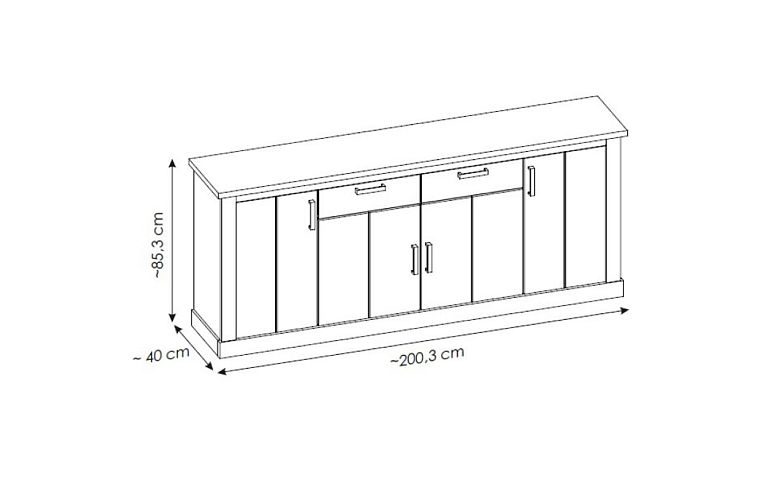 PERUGIO K04 komoda 3D3S, antracit/dub amaretto hudson