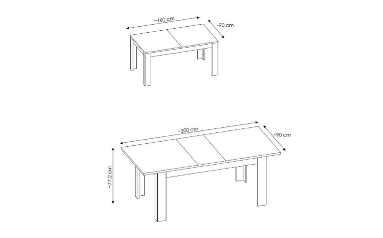 PERUGIO T02 rozkládací jídelní stůl 160/200, antracit/dub amaretto hudson